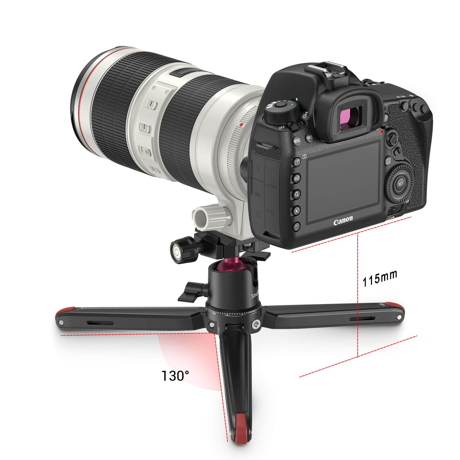 CAMBOFOTO Mini Trépied 62cm Avec Tête 3D Panoramique - Léger, Portable, Charge 2kg Pour Voyage Et Photo