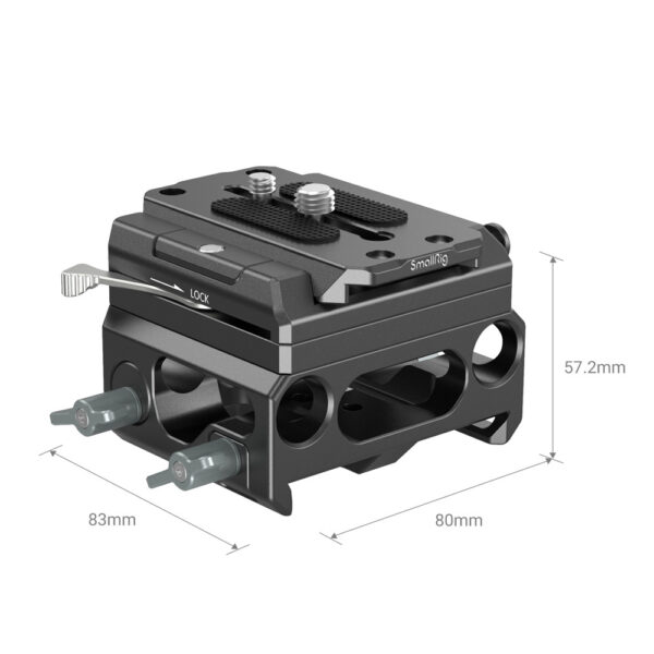 Smallrig Plaque de base légère avec double pince à tige de 15 mm (version en alliage de magnésium) 3067