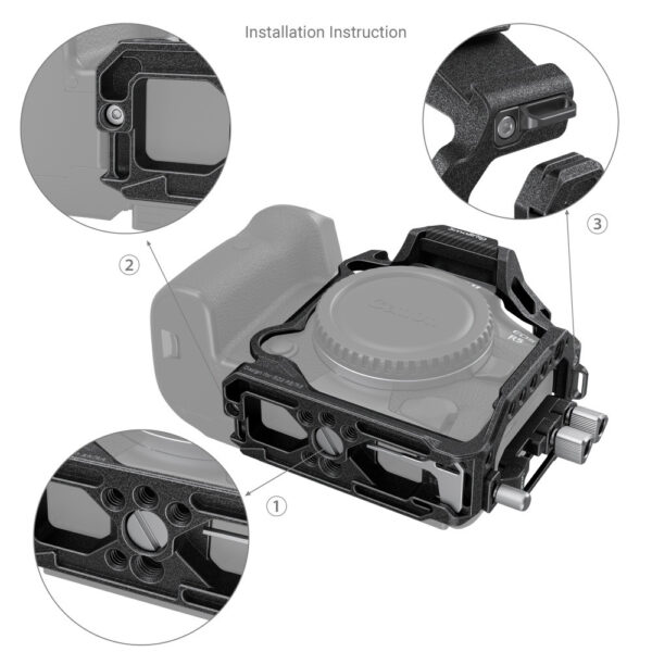 Smallrig "Kleiner 'Black Mamba'-Käfig und Kabelklemme für Canon EOS R5/R6/R5 C 3656"