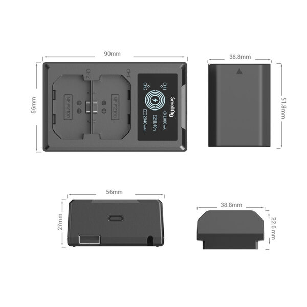 Smallrig Ensemble de batterie et chargeur NP-FZ100 pour appareil photo 3824B