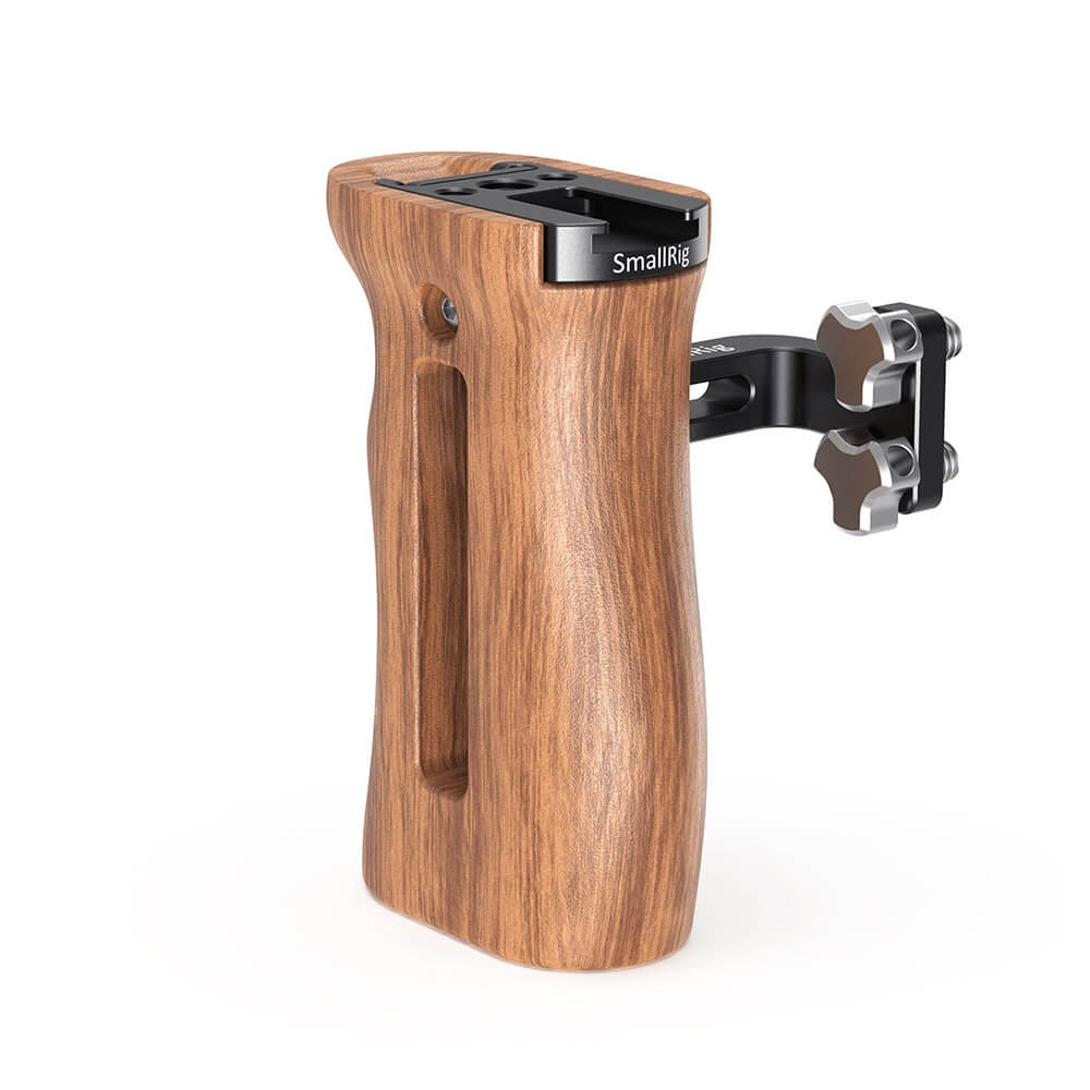 Poignée Rotative Gauche En Bois SmallRig 5162 - Pour Rosette ARRI, Charge 15 Kg, Réglage Angle, Ergonomique