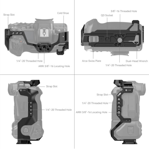 Cage SmallRig pour Canon EOS R5 / R6 / R5C / R6 Mark II avec poignée de batterie BG-R10 3464