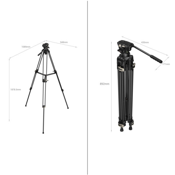 Trépied à tête fluide robuste SmallRig AD-01 3751B