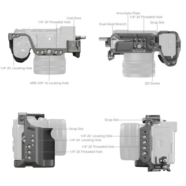 Smallrig Kit de cage de libération rapide Hawklock avec poignée en silicone pour Sony Alpha 7C II / 7CR