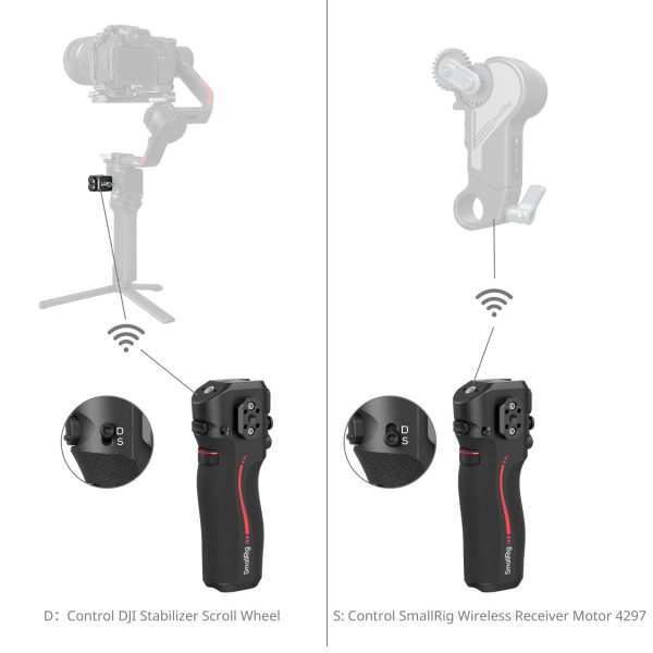 Small handle with follow focus for the DJI RS-4329 series.