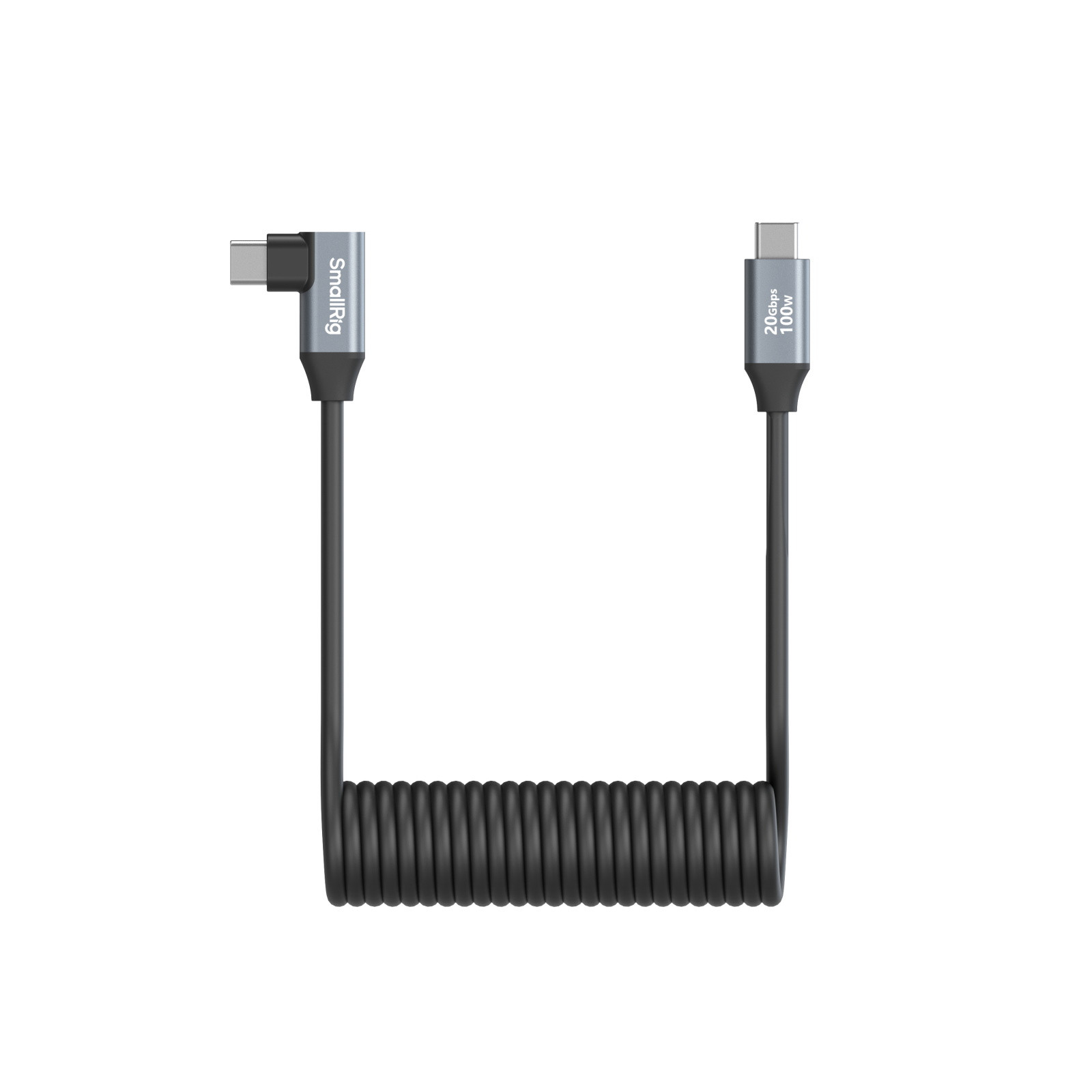 Smallrig USB-C straight to USB-C angled coiled data cable