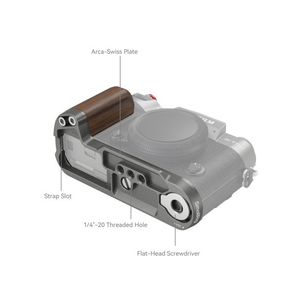 Smallrig L-shaped wooden handle for FUJIFILM X-T50 (Charcoal Silver) 4736