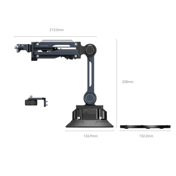 Smallrig Support d'amortisseur avec ventouse électronique pour DJI Osmo Pocket 3 / GoPro HERO13 Black / Insta360 X4 5507