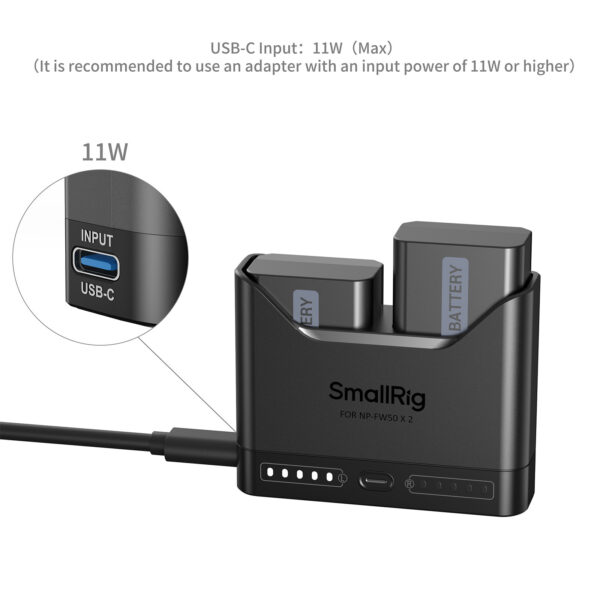 Smallrig Kit de recharge rapide pour batteries de caméra NP-FW50 5488