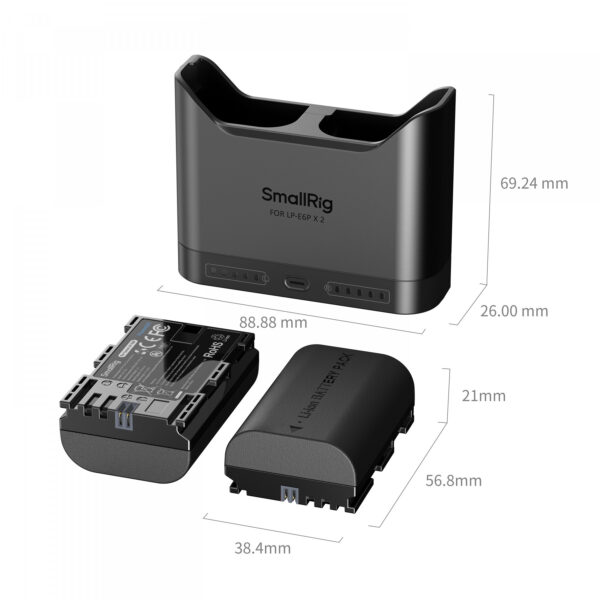 Smallrig Kit de charge rapide pour batteries d'appareil photo LP-E6P 5485