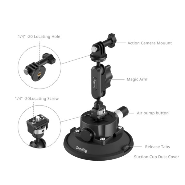 Smallrig Support à ventouse de 4,5" pour caméras d'action 5855
