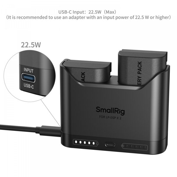 Smallrig Kit de charge rapide pour batteries d'appareil photo LP-E6P 5485